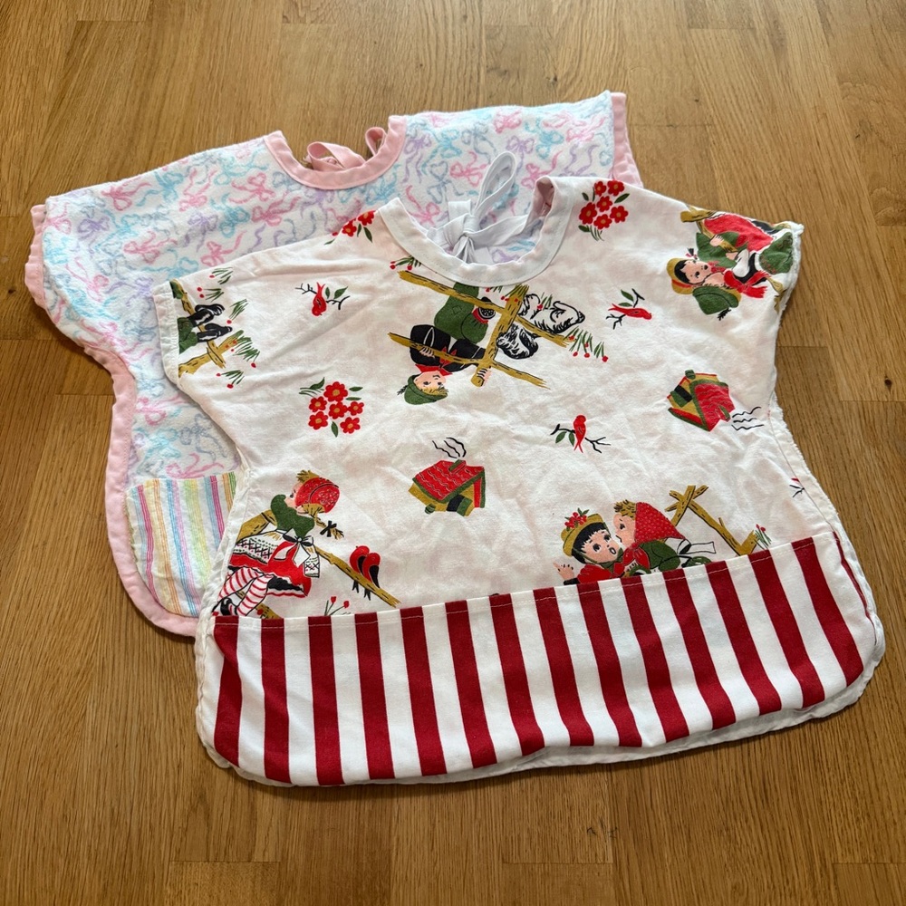 Handmade Toddler Size Reversible Lot of 2 Cloth Art Painting Smocks